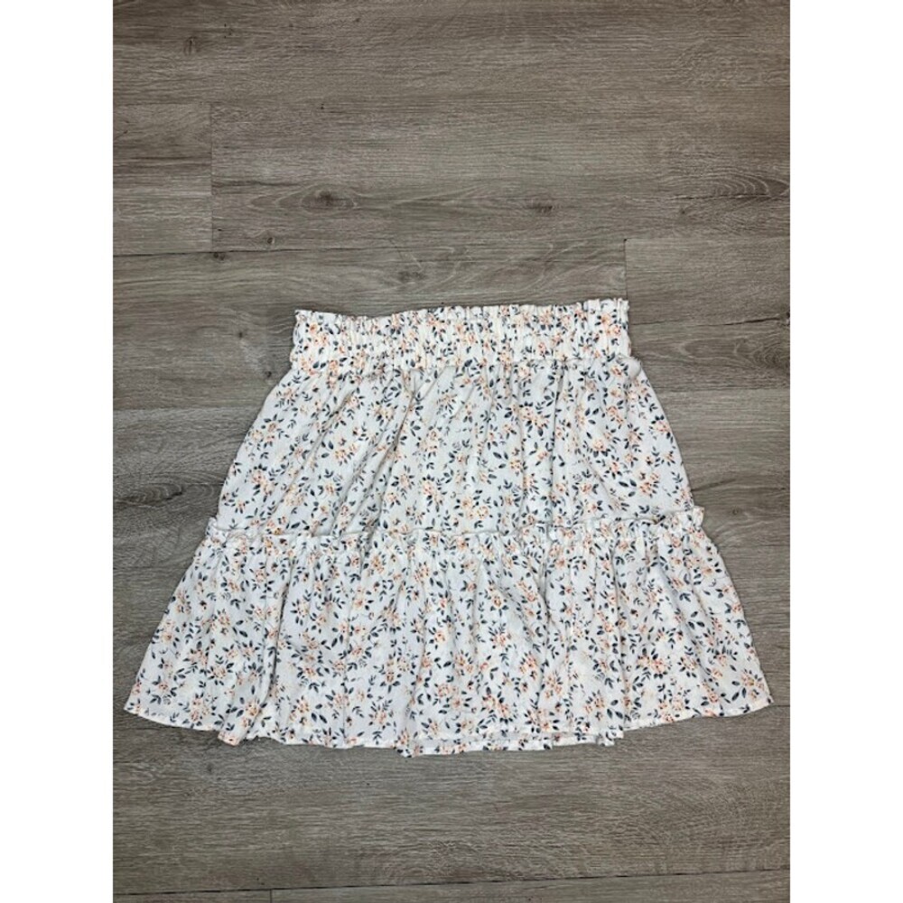 Floral Tiered Mini Skirt Elastic Waist Cottagecore Boho Medium
